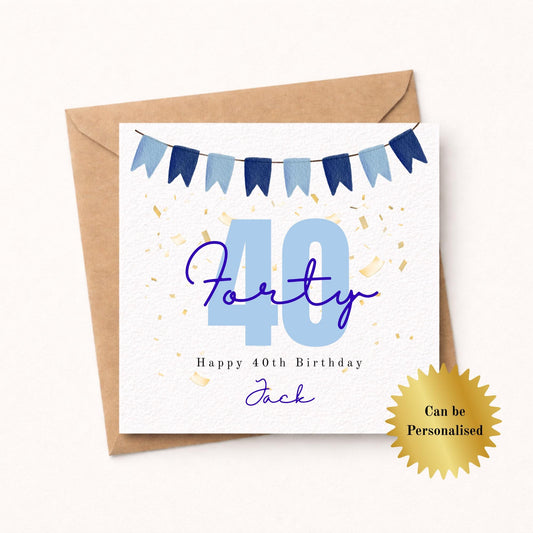 Personalised 40th Birthday Card for Him