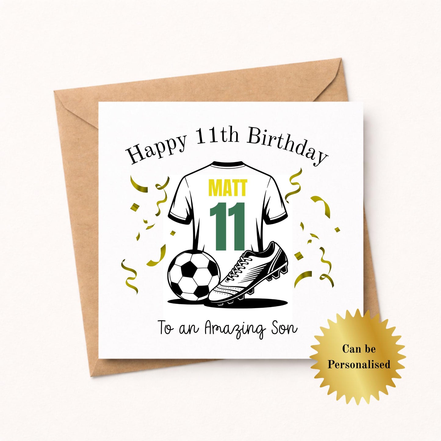 Personalised Foiled Football Birthday Card – Custom Team Colors