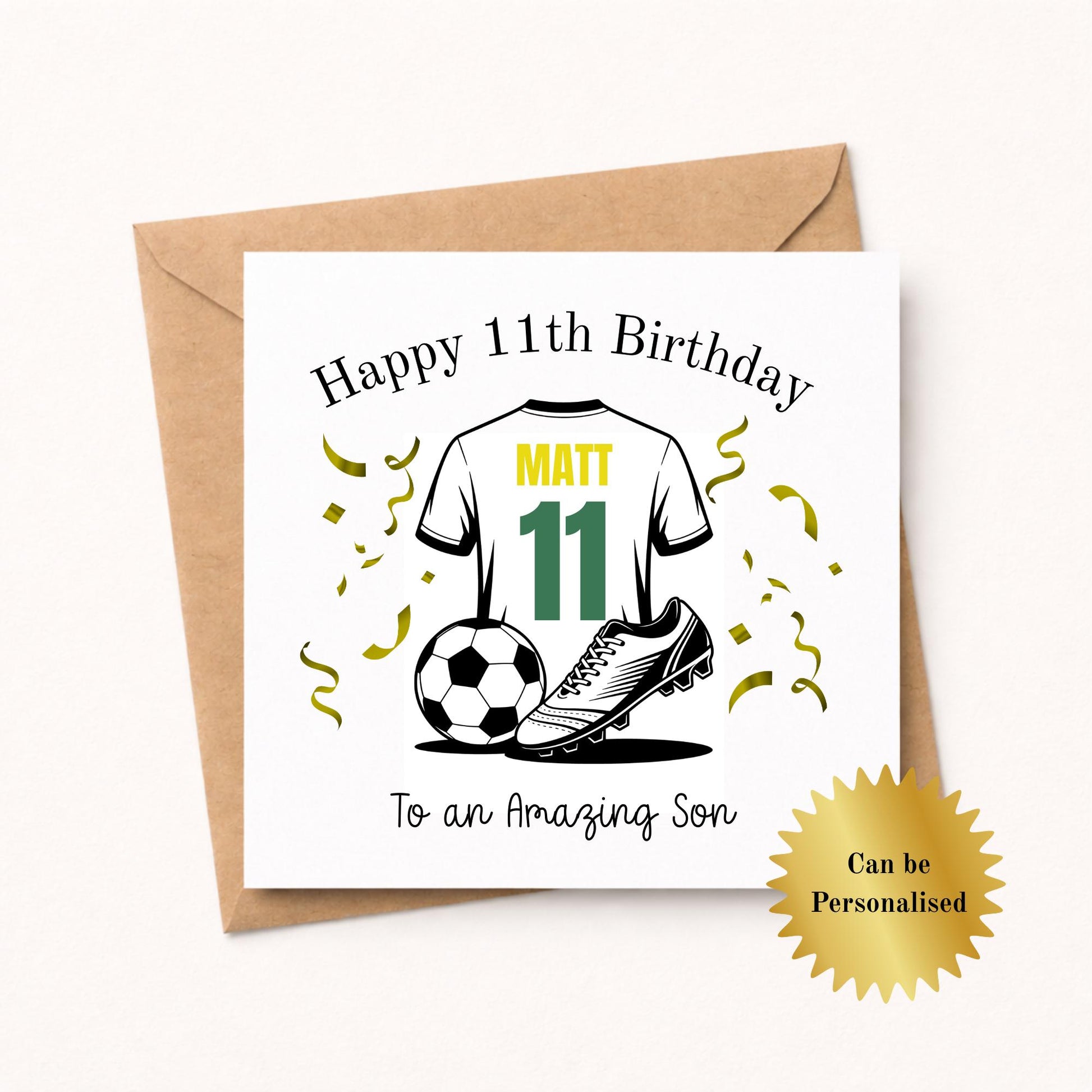 Personalised Foiled Football Birthday Card – Custom Team Colors