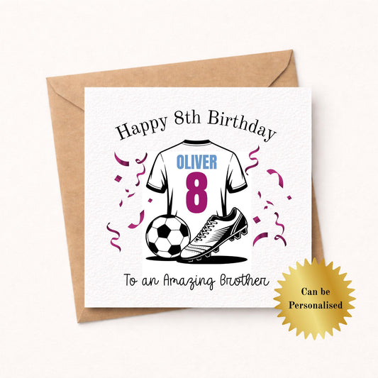 Personalised Foiled Football Birthday Card – Custom Team Colors