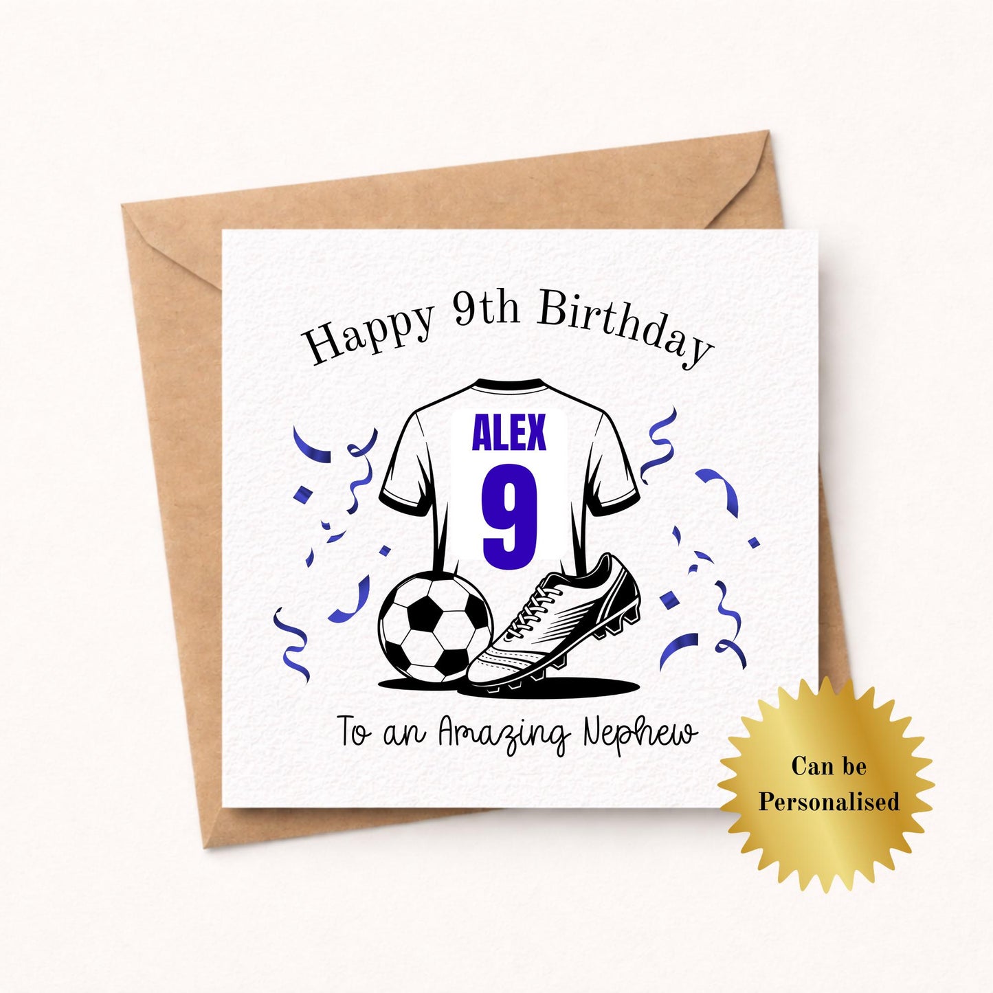 Personalised Foiled Football Birthday Card – Custom Team Colors