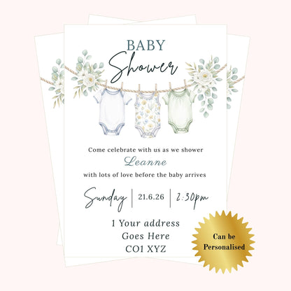 Personalised Baby Shower Invitations with envelopes