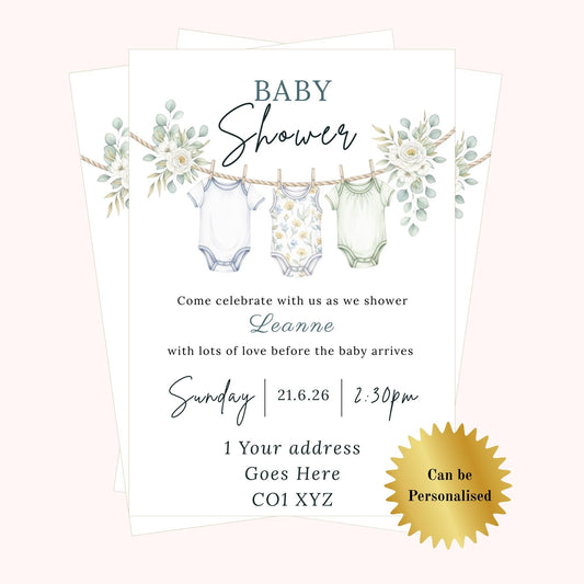 Personalised Baby Shower Invitations with envelopes