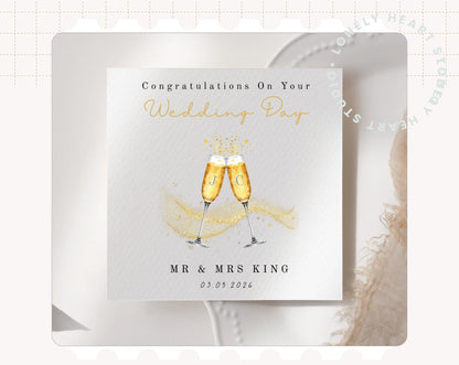 Personalised Champagne Wedding Card –