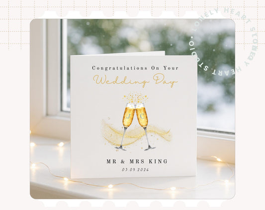 Personalised Champagne Wedding Card –