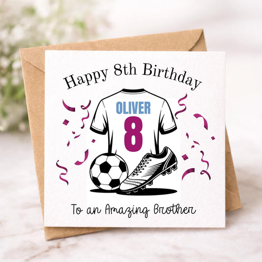 Personalised Foiled Football Birthday Card – Custom Team Colors