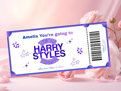 Personalised Harry Styles Foil Event Ticket