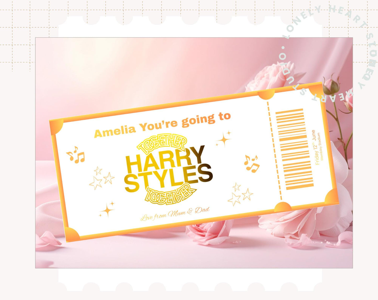 Personalised Harry Styles Foil Event Ticket