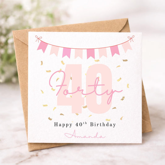 Personalised 40th Birthday Card for Her