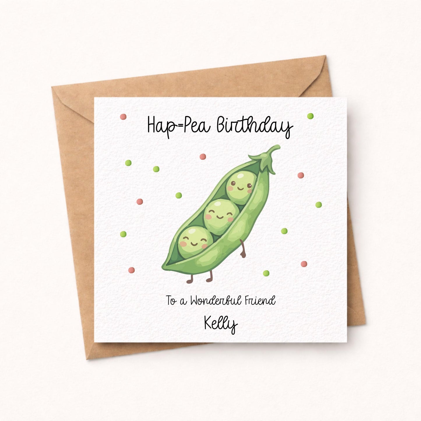 Personalised Happy (Hap-pea) Birthday Card – Pun card