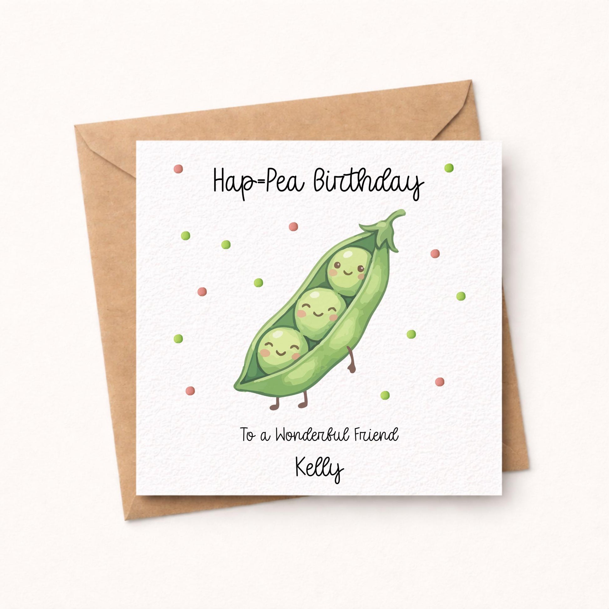Personalised Happy (Hap-pea) Birthday Card – Pun card
