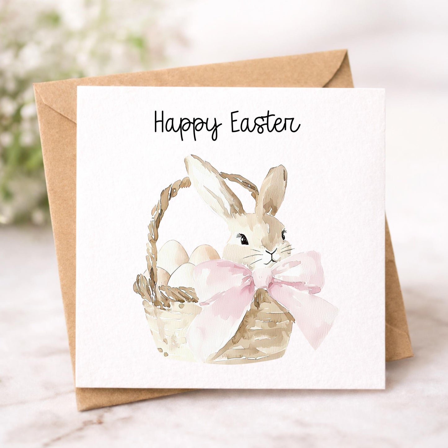 Handmade Watercolour Easter Cards set: Boho Easter Bunny Designs Pack of 6 Easter Greetings cards