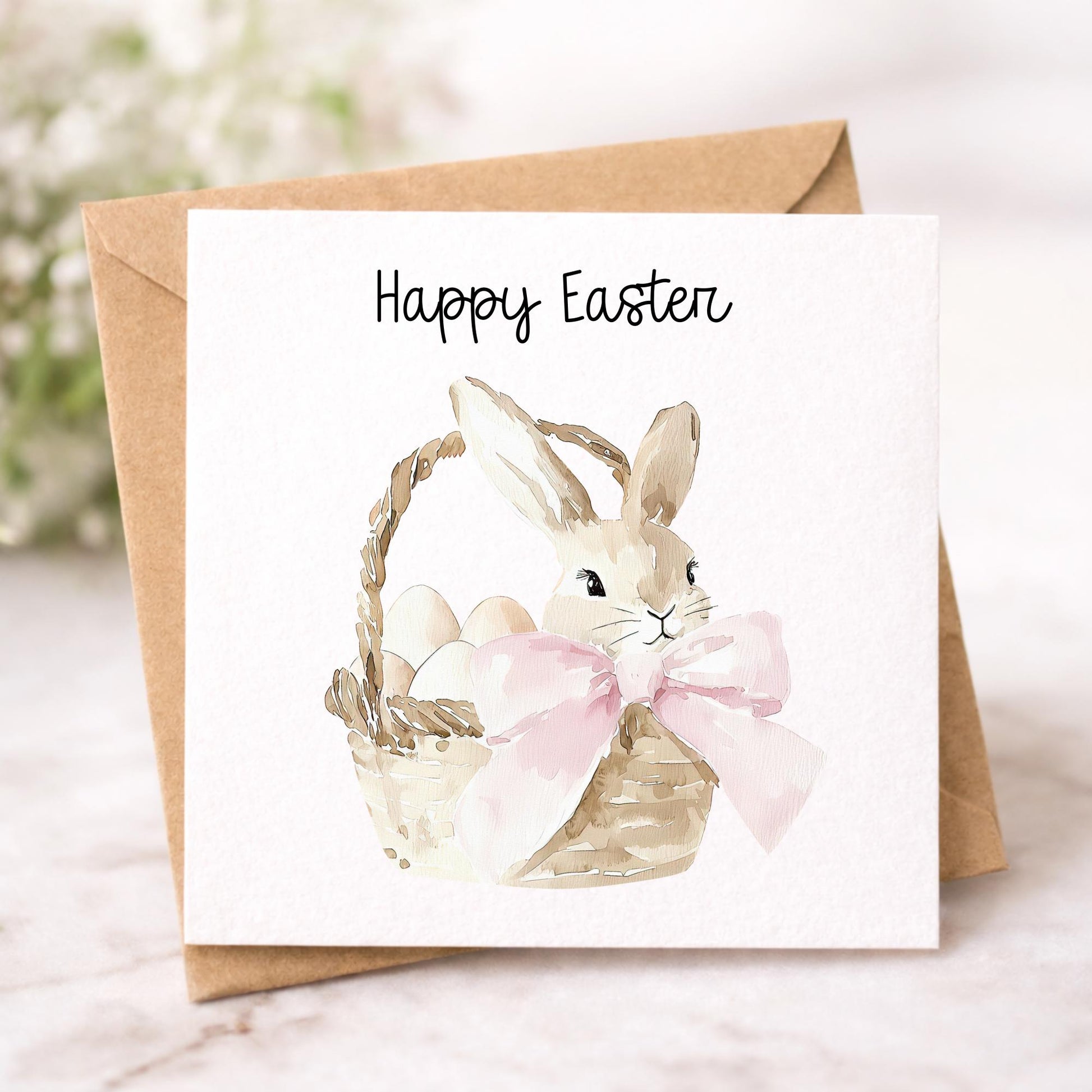Handmade Watercolour Easter Cards set: Boho Easter Bunny Designs Pack of 6 Easter Greetings cards