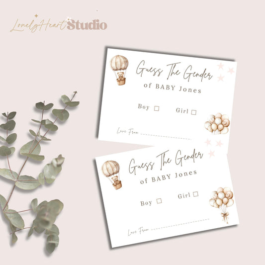 Personalised Teddy Bear Gender Reveal Game Cards