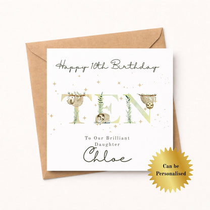 Personalised Sloth Birthday Card: Custom Milestone Card