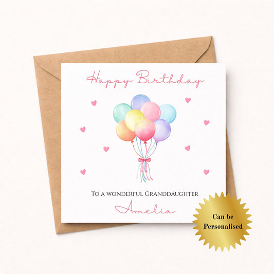 Personalised Pastel Balloons Birthday card for her Daughter