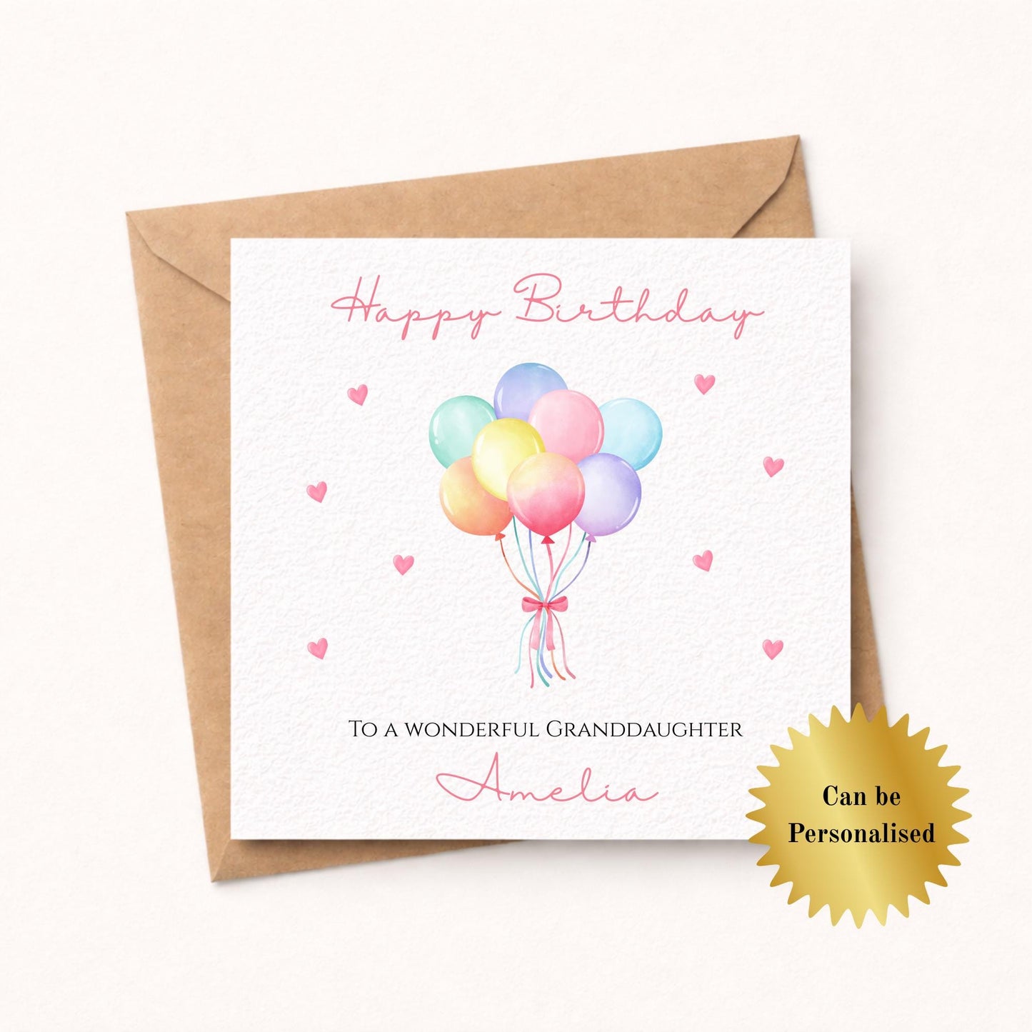 Personalised Pastel Balloons Birthday card for her Daughter