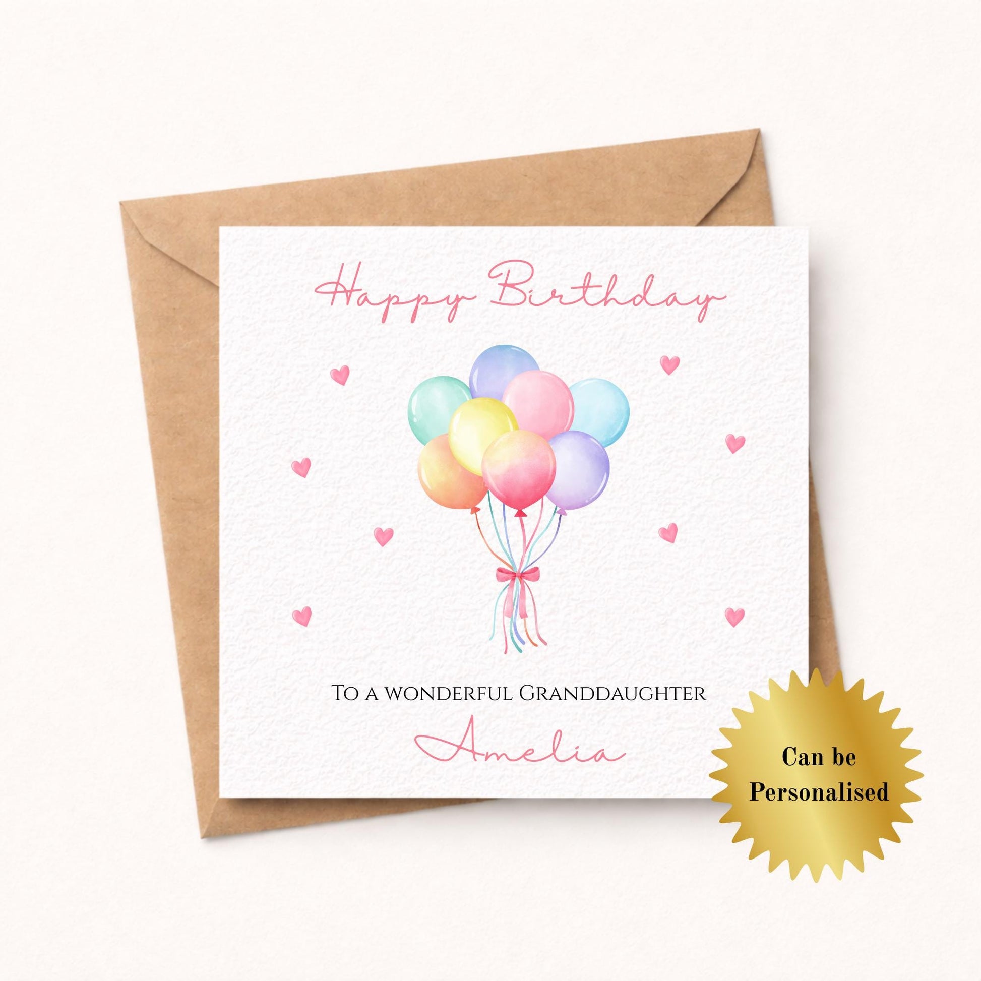 Personalised Pastel Balloons Birthday card for her Daughter