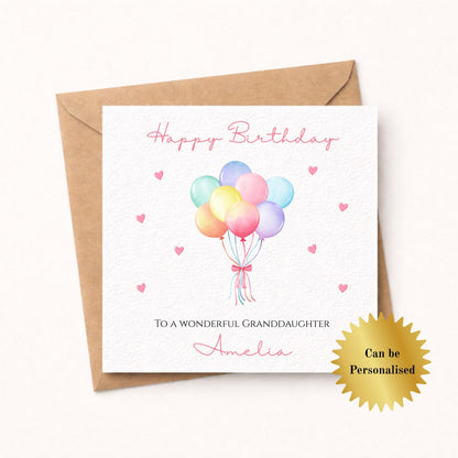 Personalised Pastel Balloons Birthday card for her Daughter