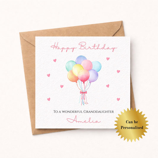 Personalised Pastel Balloons Birthday card for her Daughter
