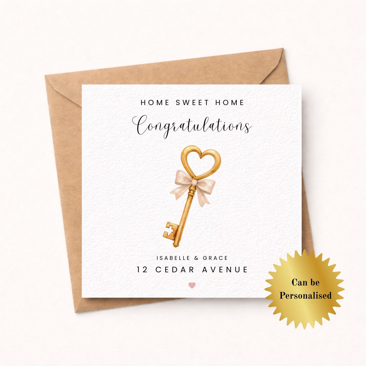 Personalised New Home Card, Home Sweet Home Key