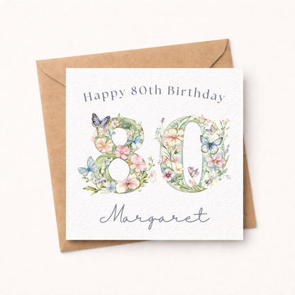 Personalised 80th Birthday Card for Her