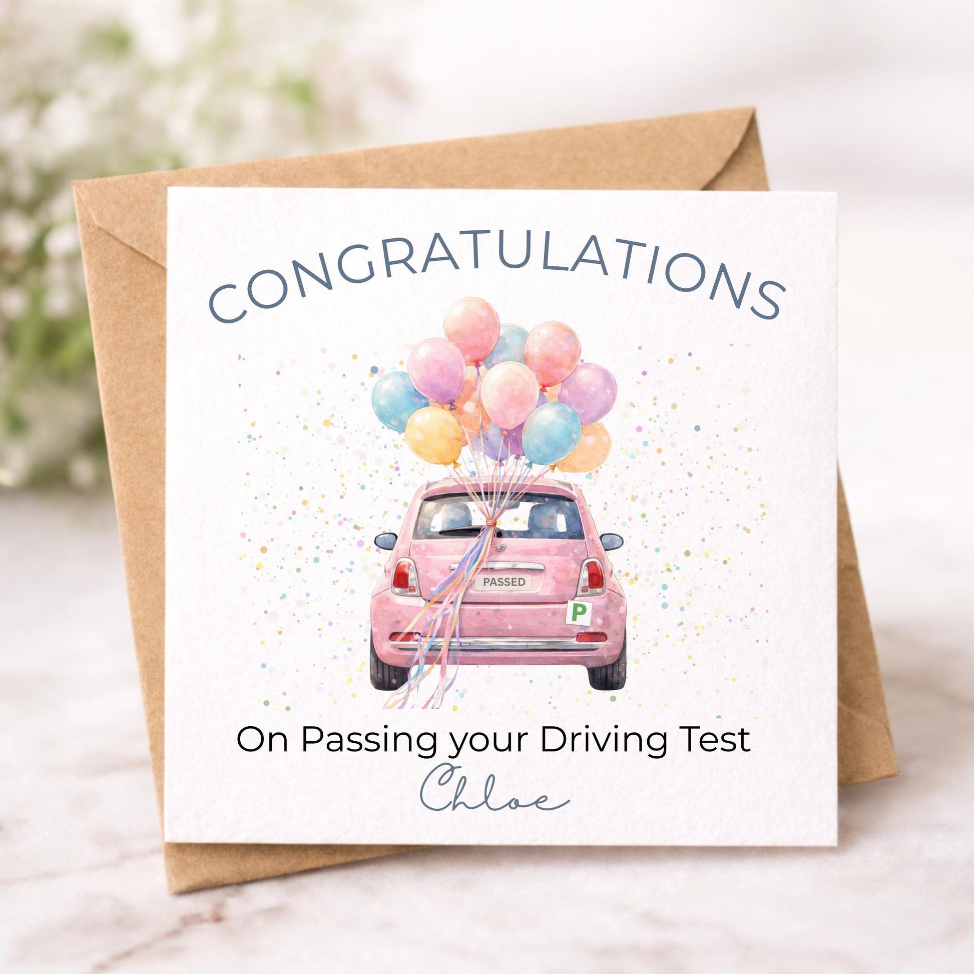 Personalised Passed your Driving Test Congratulations Card for Her