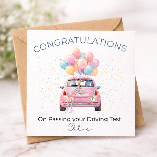 Personalised Passed your Driving Test Congratulations Card for Her