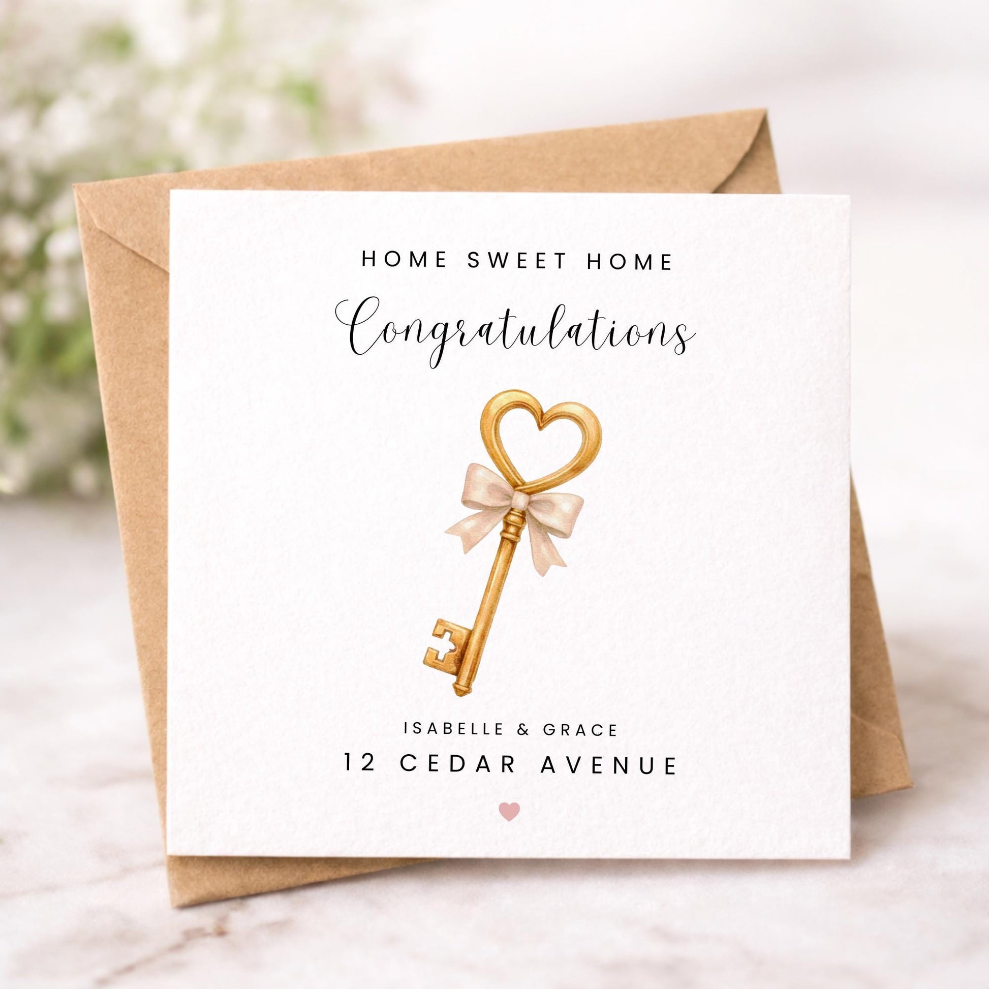 Personalised New Home Card, Home Sweet Home Key