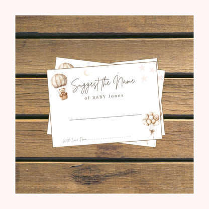 Personalised Guess the Baby Name Game Cards