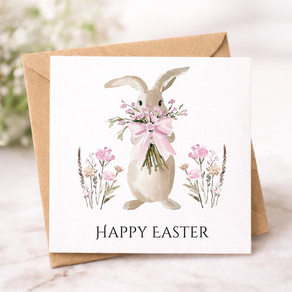 Handmade Watercolour Easter Cards set: Boho Easter Bunny Designs Pack of 6 Easter Greetings cards