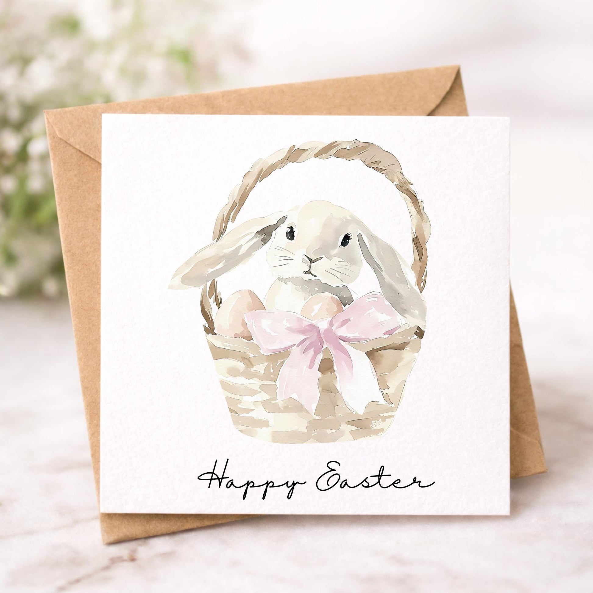 Handmade Watercolour Easter Cards set: Boho Easter Bunny Designs Pack of 6 Easter Greetings cards
