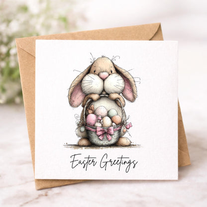 Handmade Easter Cards set: Whimsical set of Easter Greetings Bunny