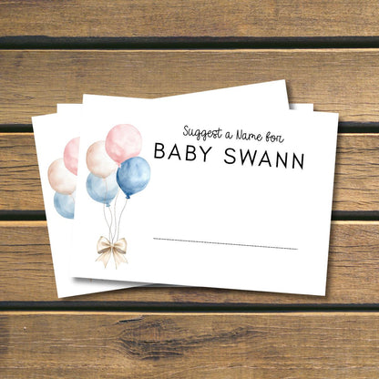 Personalised Guess the Baby Name Game Cards