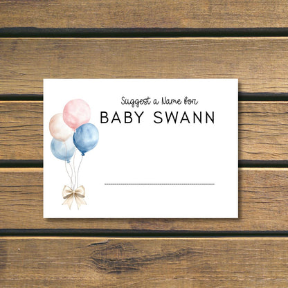 Personalised Guess the Baby Name Game Cards