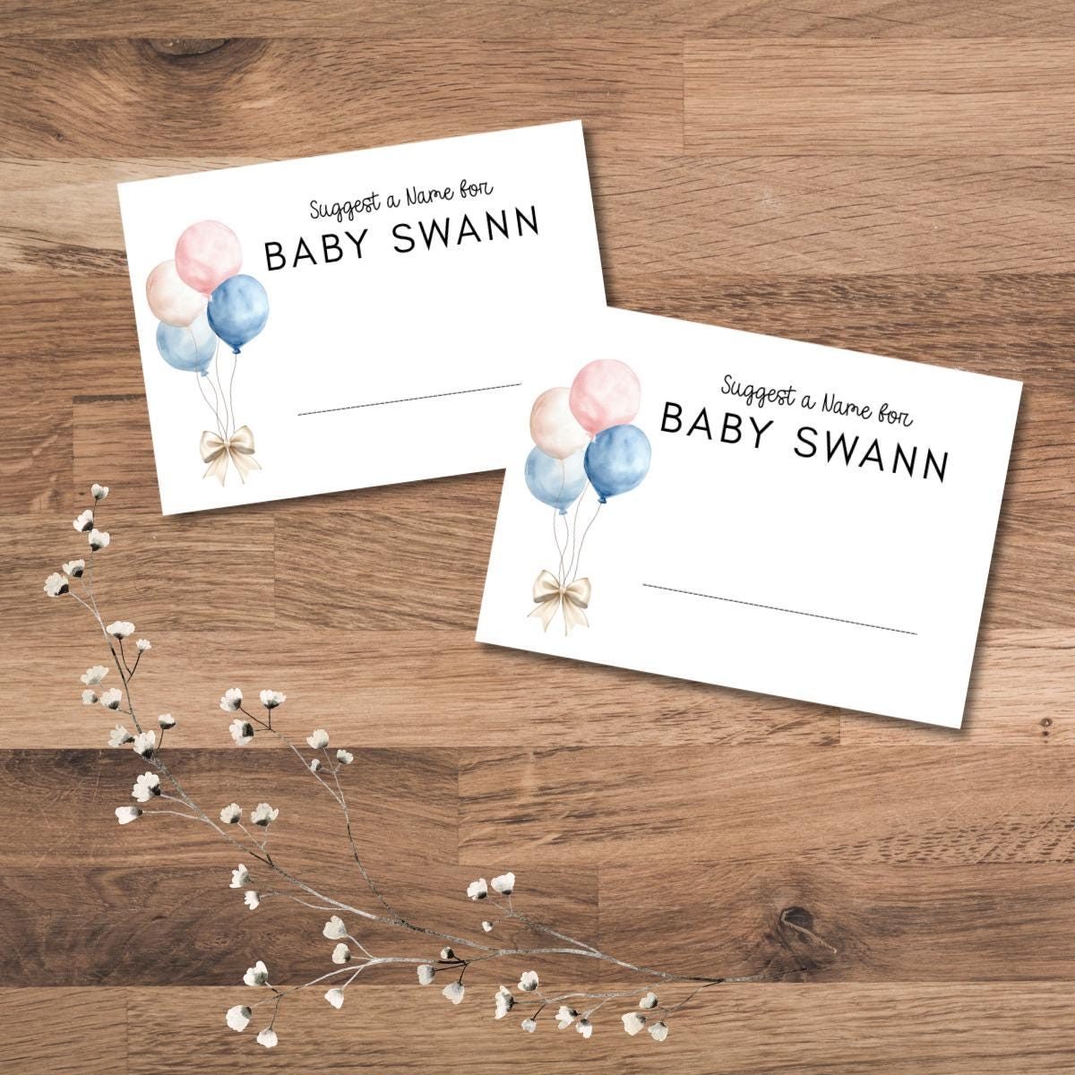 Personalised Guess the Baby Name Game Cards