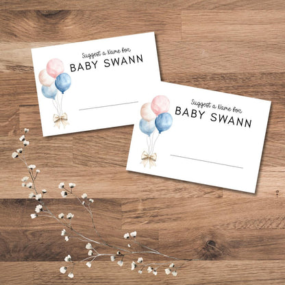 Personalised Guess the Baby Name Game Cards