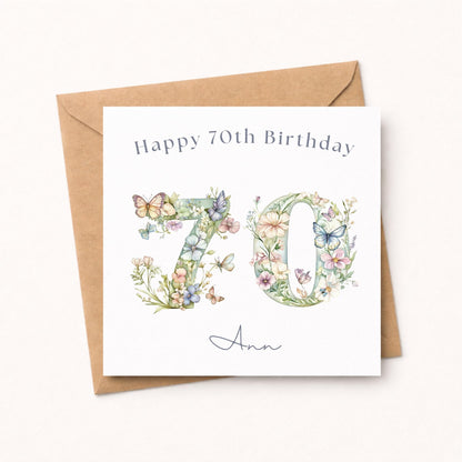Personalised 70th Birthday Card for Her