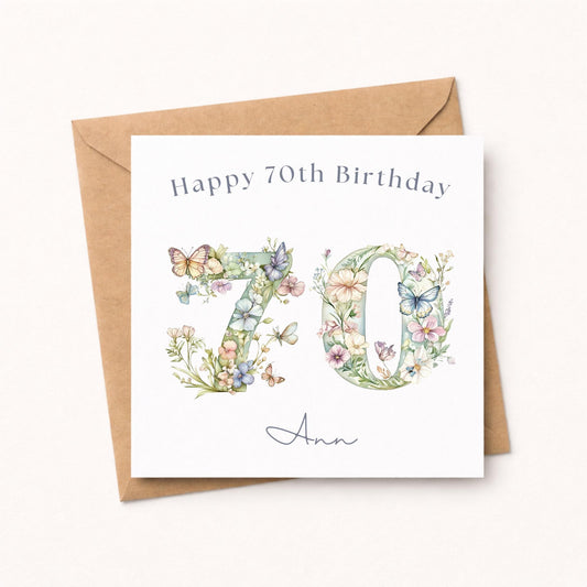 Personalised 70th Birthday Card for Her