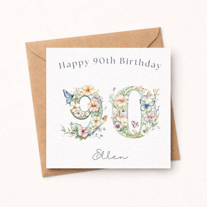Personalised 90th Birthday Card for Her