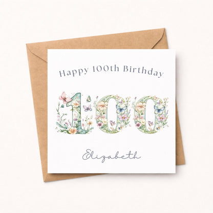 Personalised 100th Birthday Card for Her