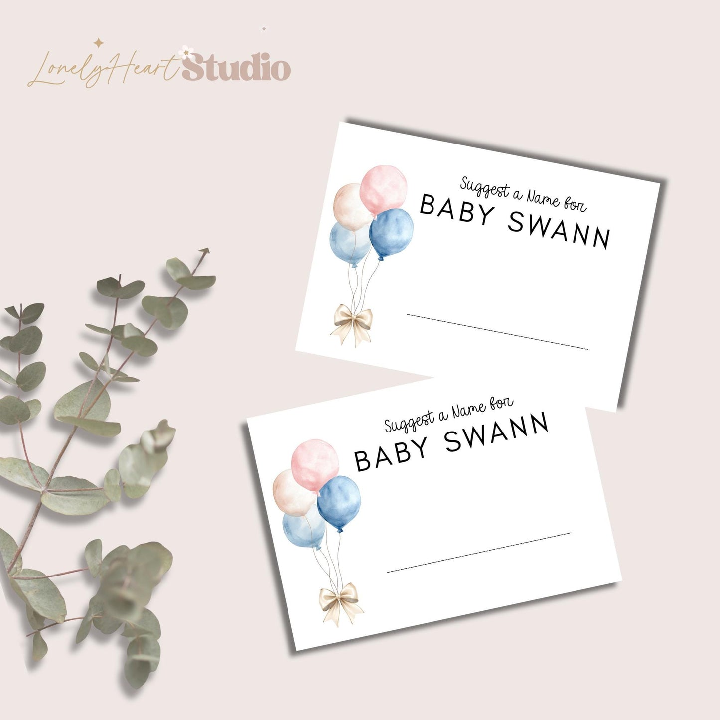 Personalised Guess the Baby Name Game Cards