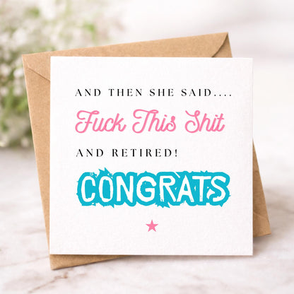 Retirement Card For Women, Funny Cheeky Retirement Congratulations Card