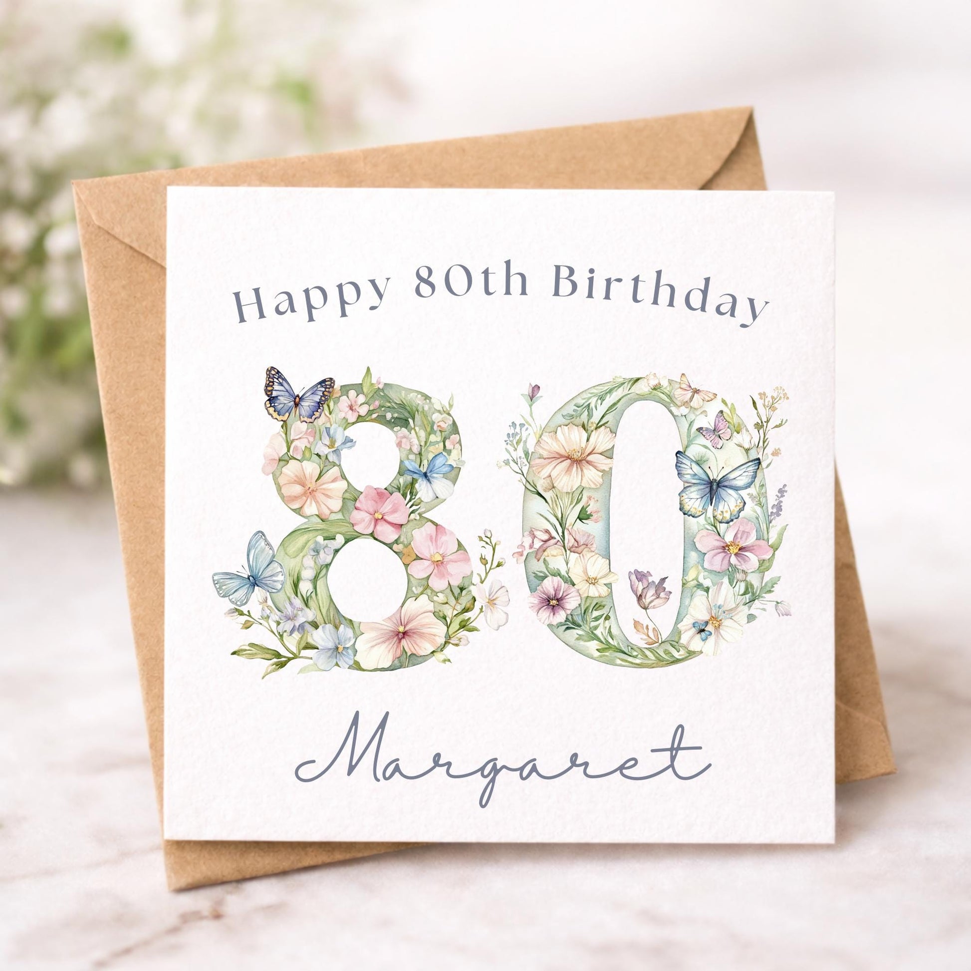 Personalised 80th Birthday Card for Her