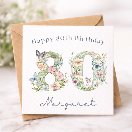 Personalised 80th Birthday Card for Her