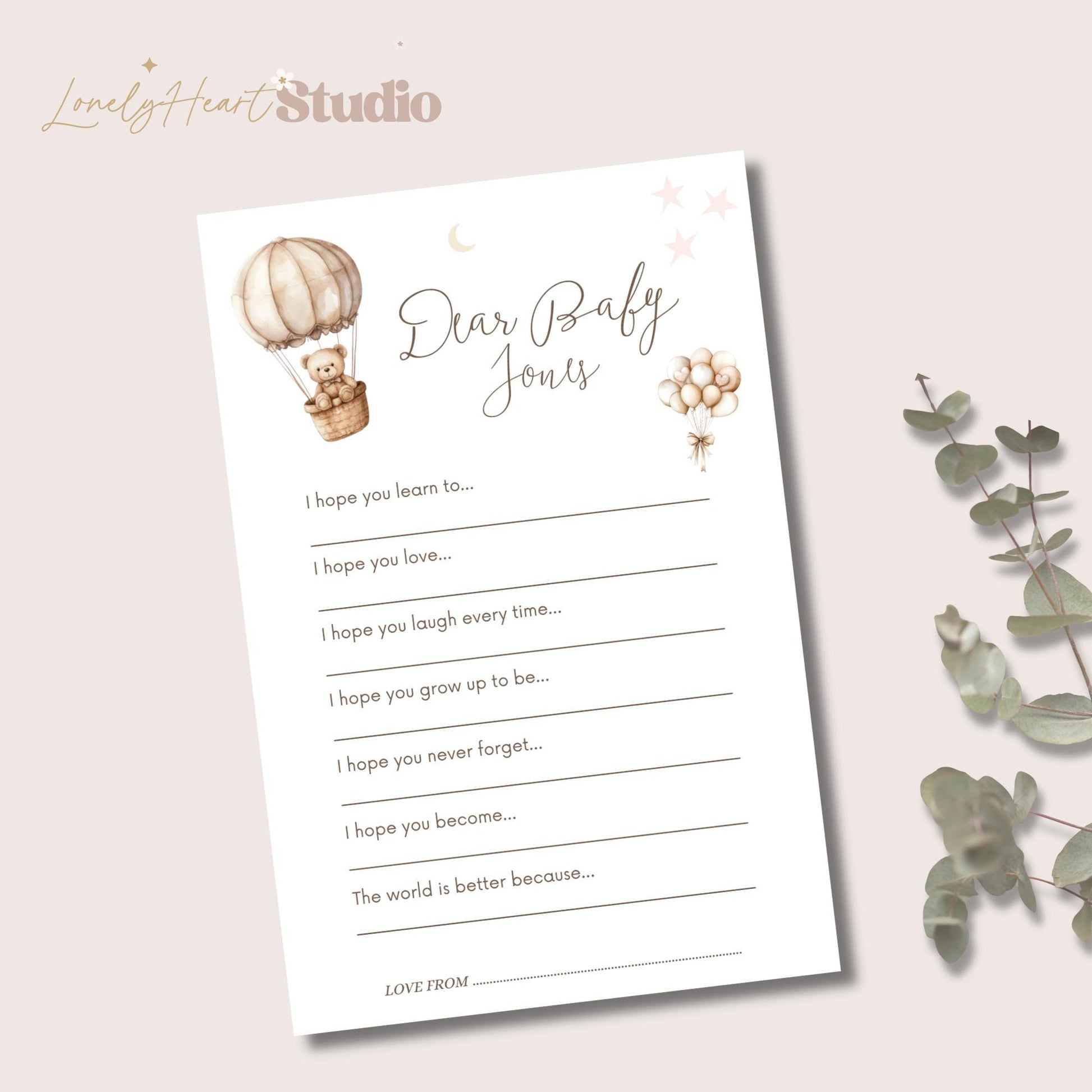 Personalised Baby Shower, uplifting hope message cards – a delightful baby shower game