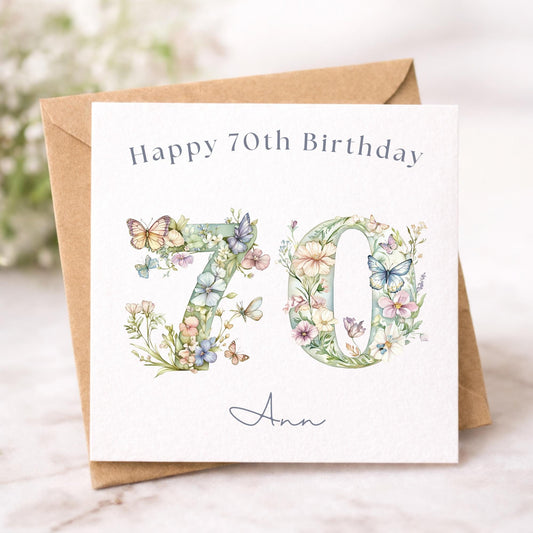 Personalised 70th Birthday Card for Her