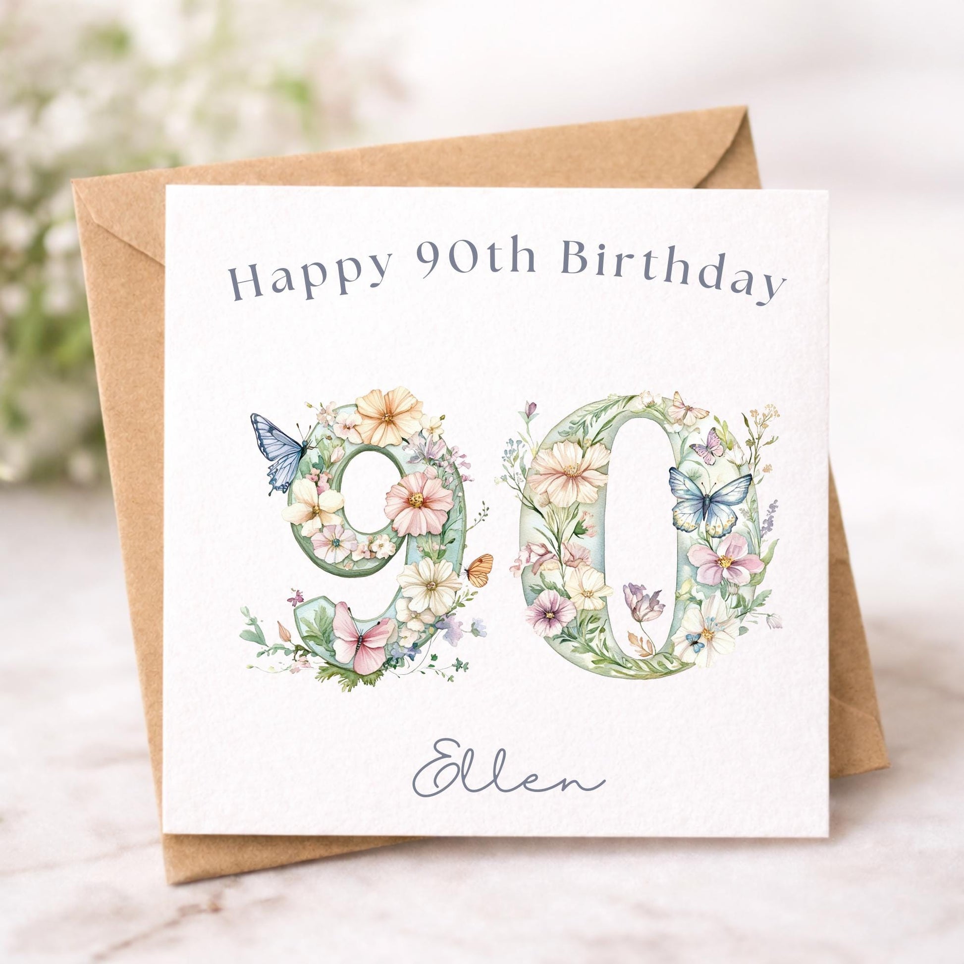Personalised 90th Birthday Card for Her