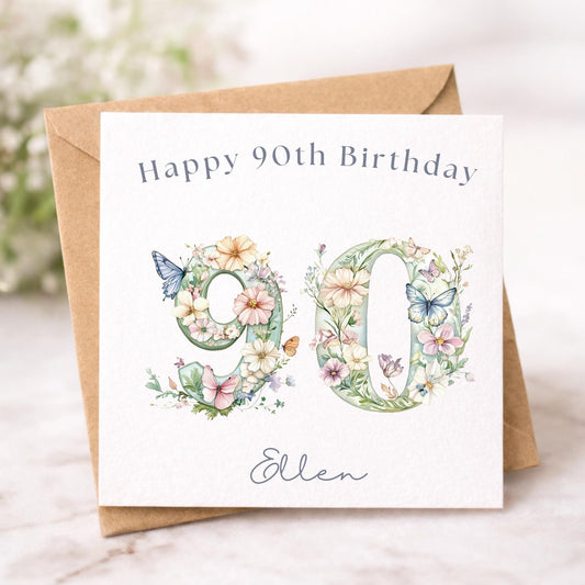 Personalised 90th Birthday Card for Her