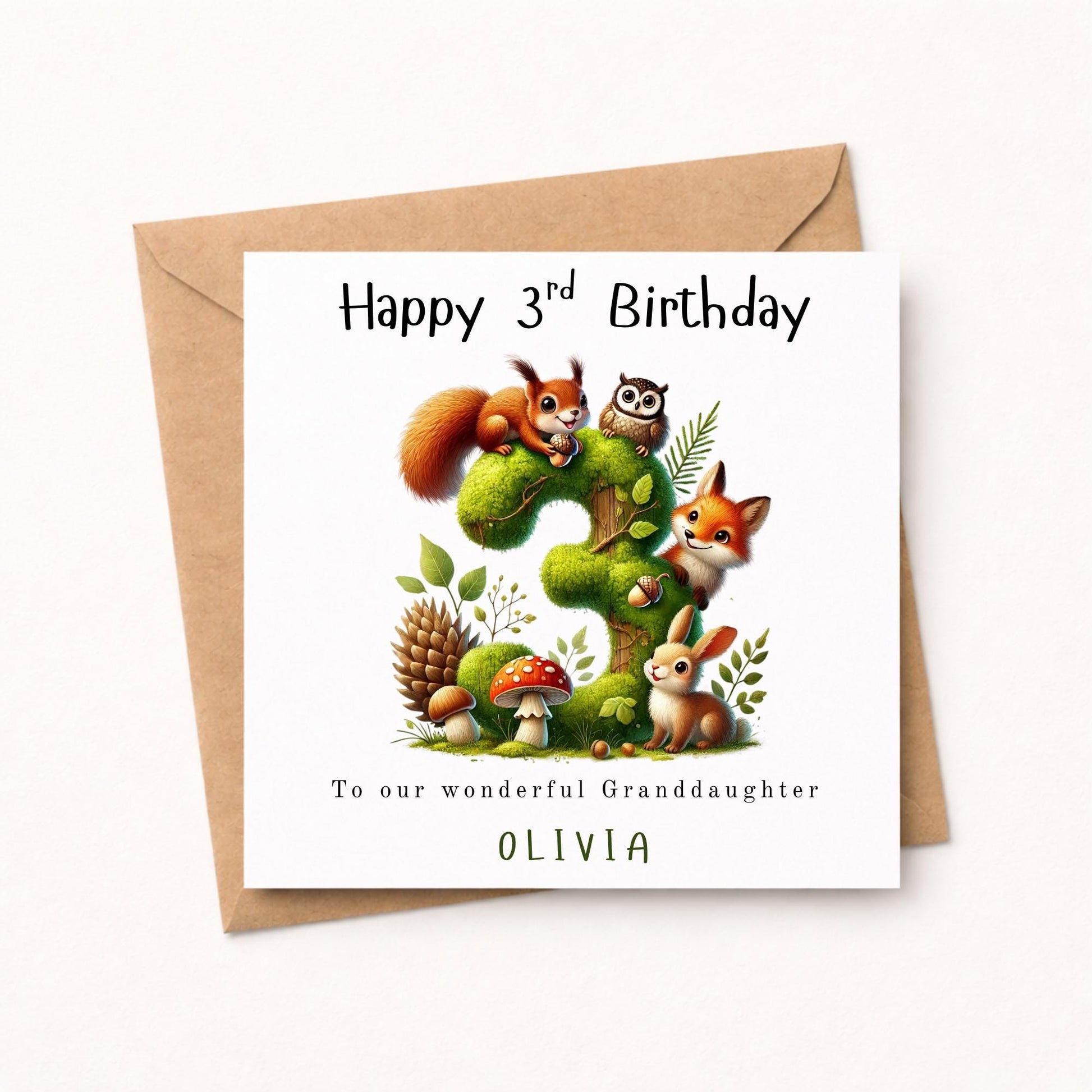 Personalised Birthday Card, Woodland Animals